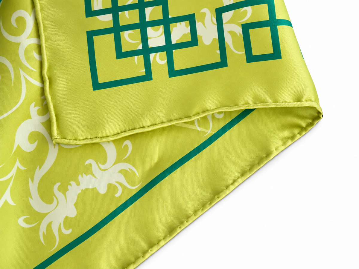 LUXE 100% SILK SCARF - GREEN OPAL PRINT