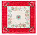 LUXE 100% MULBERRY SILK SCARF - SCARLET MEDALLION