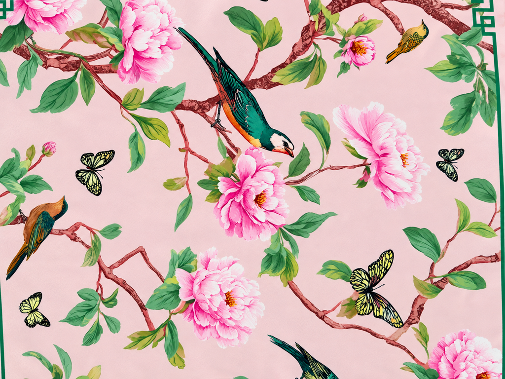 LUXE 100% SILK SCARF - BLUSH GARDEN PRINT