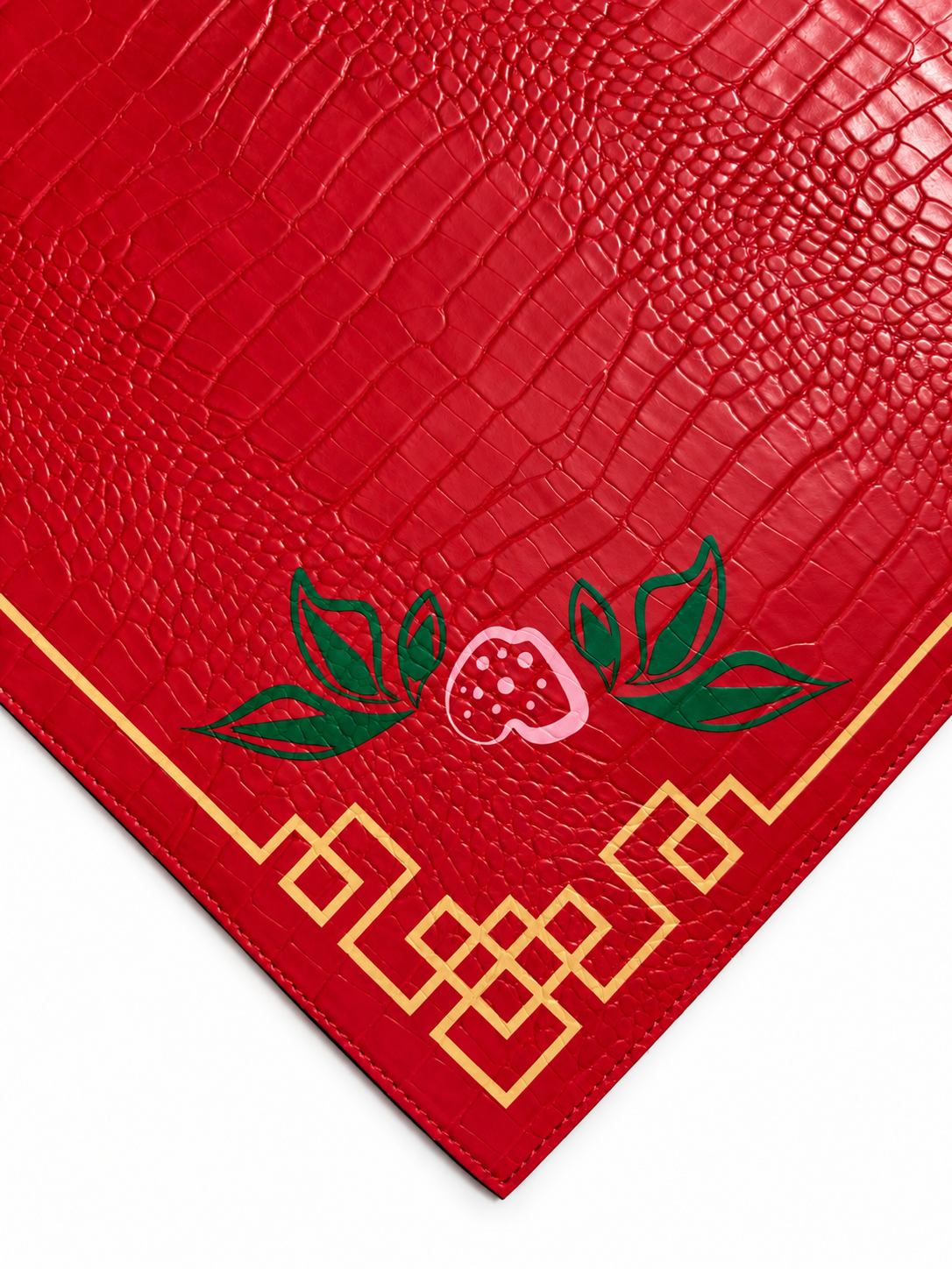 CROCODILE FAUX LEATHER MAT - IMPERIAL RED