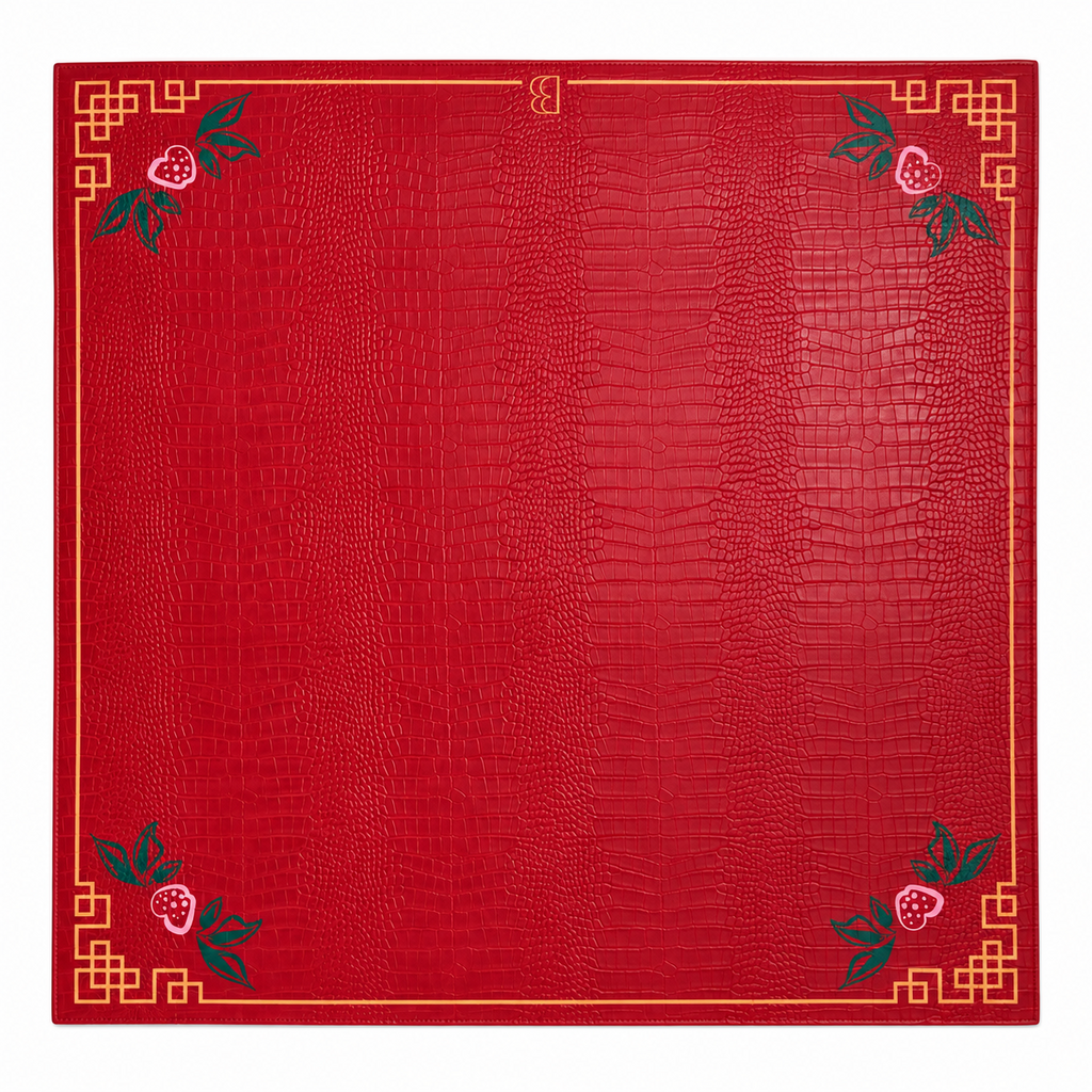 CROCODILE FAUX LEATHER MAT - IMPERIAL RED